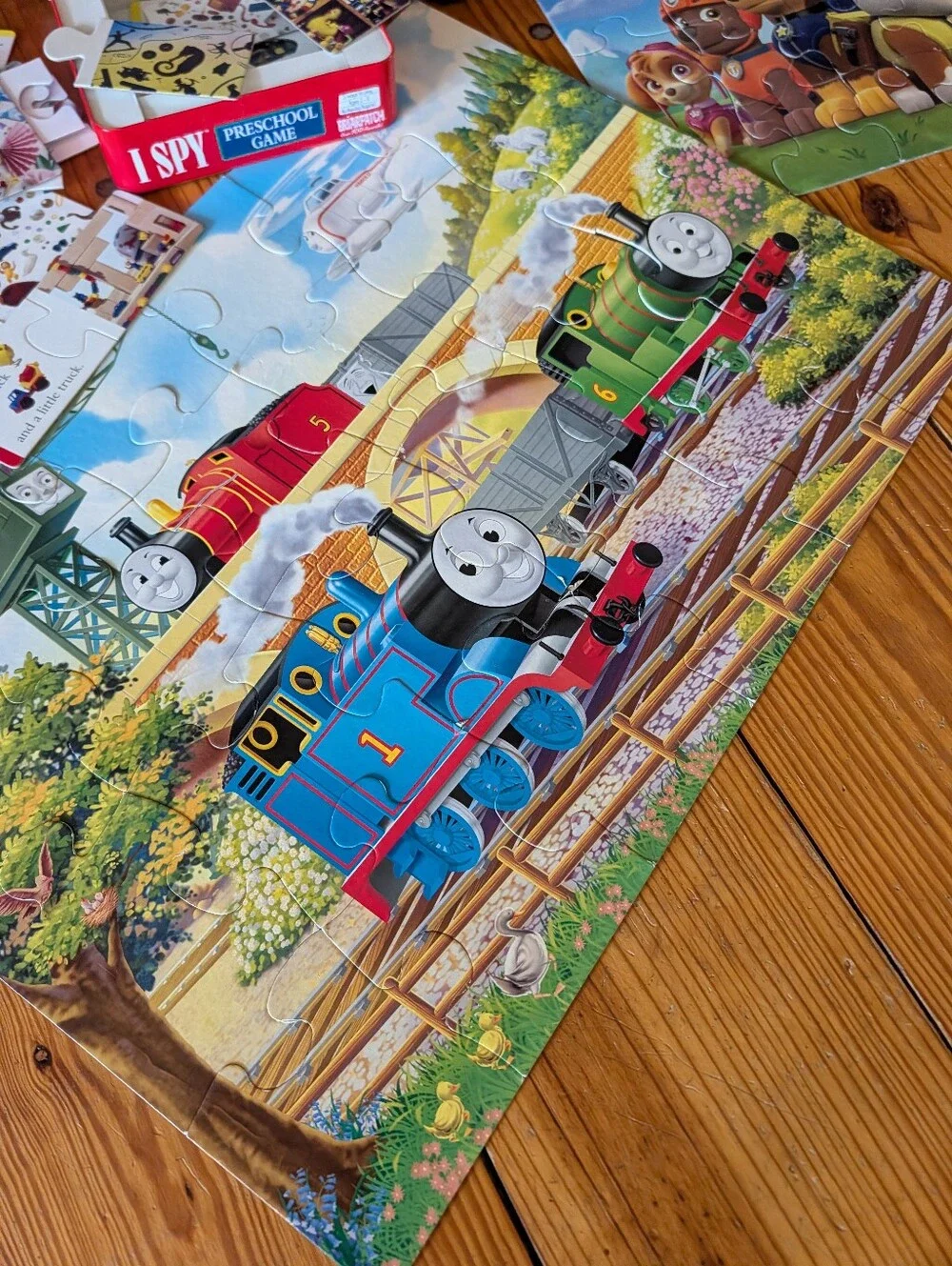LOT of Puzzles: I Spy, Paw Patrol, Thomas, Spiderman Melissa & Doug Construction